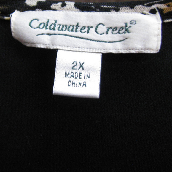 COLDWATER CREEK 2X Black/White/Gold Top 3/4 sl - Picture 3 of 5